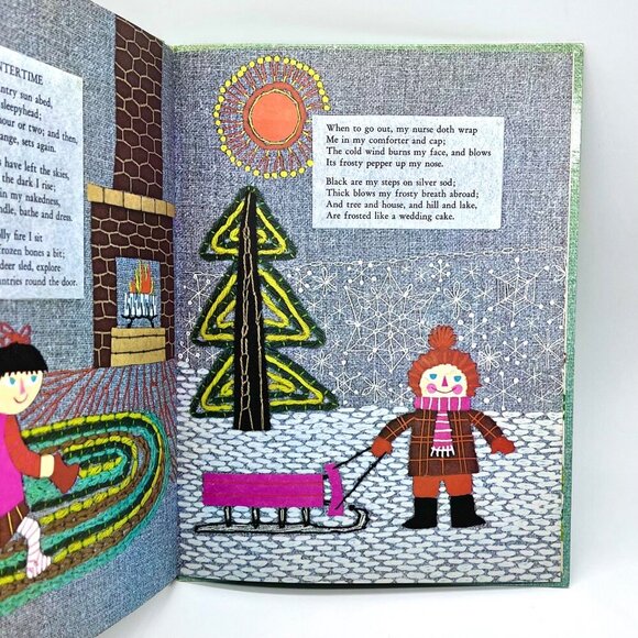 A Child’s Garden Of Verses Golden Book 1972 Virginia Tiffany Stitchery Art HC - Picture 6 of 8